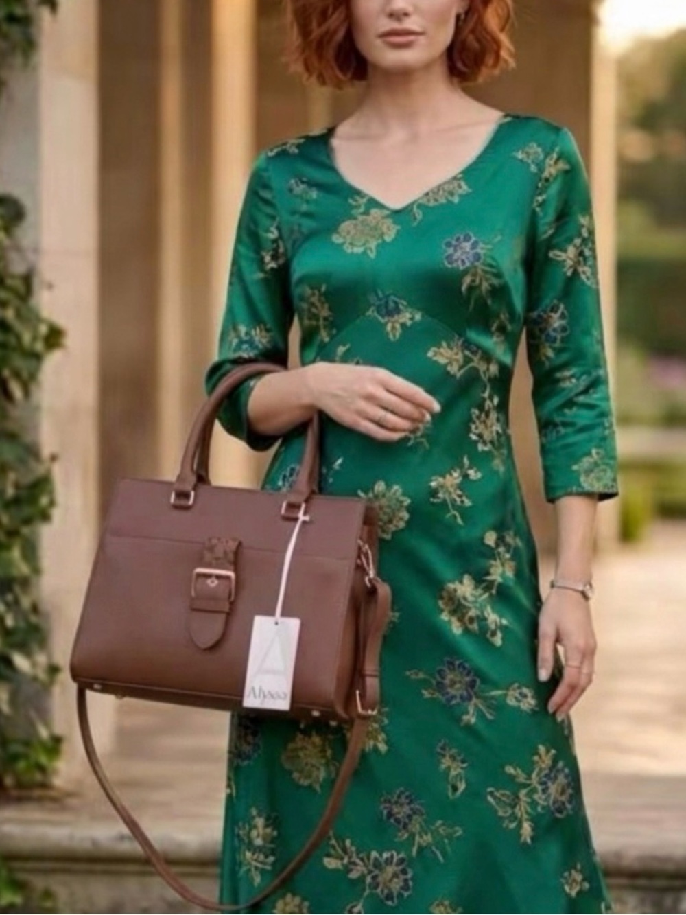 Buy Now- Alyssa Brown Braided-Trim Satchel